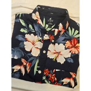 J Crew Hawaiian Slim Fit Shirt Mens Tropical XL Short Sleeve Aloha Flex Wash